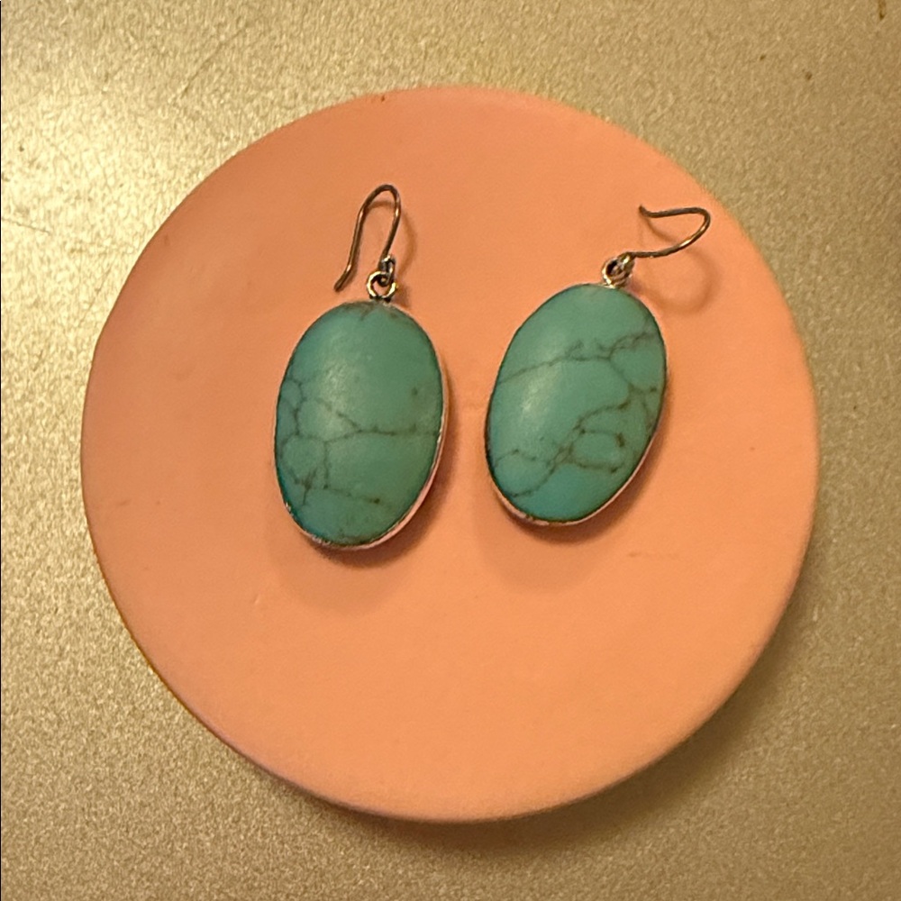 Lucky Brand Teal Oval Earrings